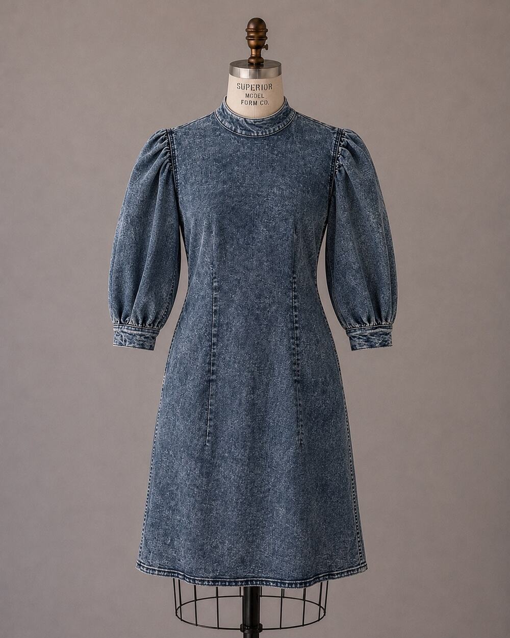 GANNI Acid Wash Denim Midi Dress | EU 42 / US 10